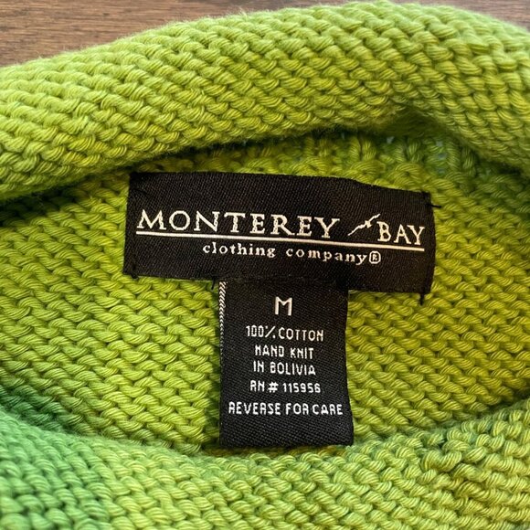Monterey Bay Knit Penguin Sweater, Green, Size M, knit, long sleeve, scarf - Picture 3 of 8